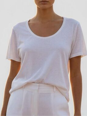 Flax by Jeanne Englehart Scoop Neck Short-Sleeve Tunic in Cream